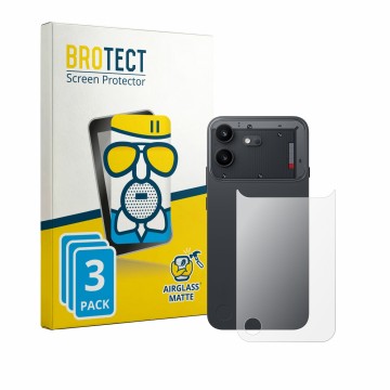 Vorderseite einer Produktverpackung mit dem Markenlogo BROTECT. Daneben ist das Gerät Nothing Phone (4b) (Rückseite) mit dem z