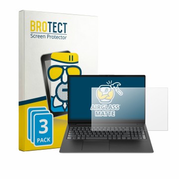 Parte frontal de un envase de producto con el logotipo de la marca BROTECT. Al lado se muestra el dispositivo Lenovo V15 7915 