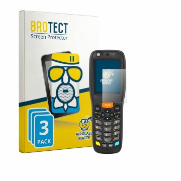 Vorderseite einer Produktverpackung mit dem Markenlogo BROTECT. Daneben ist das Gerät Datalogic Memor X3 mit dem zugehörigen D