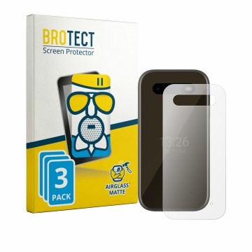 Vorderseite einer Produktverpackung mit dem Markenlogo BROTECT. Daneben ist das Gerät HMD 2660 Flip 4G (Rückseite) mit dem zug