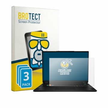 Vorderseite einer Produktverpackung mit dem Markenlogo BROTECT. Daneben ist das Gerät MSI Stealth 18 HX AI mit dem zugehörigen