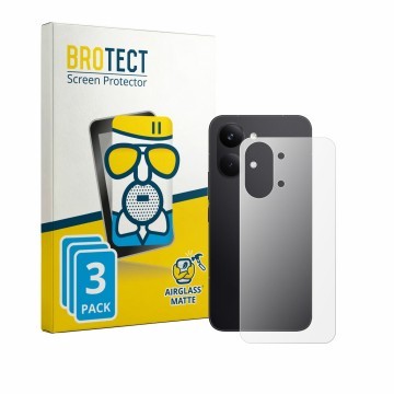 Front side of a product packaging with the brand logo BROTECT. Next to it is the device Xiaomi Poco X8 Pro Max (Back) shown wi
