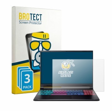 Vorderseite einer Produktverpackung mit dem Markenlogo BROTECT. Daneben ist das Gerät Acer Nitro V16S mit dem zugehörigen Disp