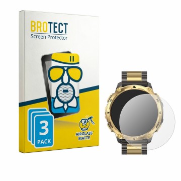 Parte frontal de un envase de producto con el logotipo de la marca BROTECT. Al lado se muestra el dispositivo Kospet Tank T4 S