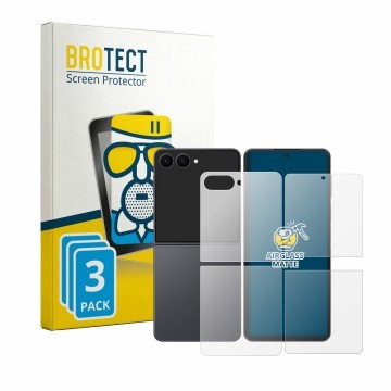 Vorderseite einer Produktverpackung mit dem Markenlogo BROTECT. Daneben ist das Gerät Samsung Galaxy Z Flip 8 (Display+Rücksei