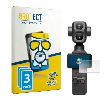 Vorderseite einer Produktverpackung mit dem Markenlogo BROTECT. Daneben ist das Gerät DJI Osmo Pocket 4P mit dem zugehörigen D