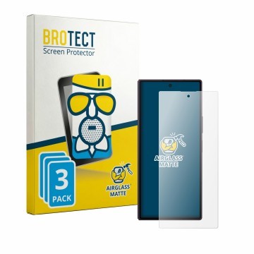Parte frontale di una confezione del prodotto con il logo del marchio BROTECT. Accanto è raffigurato il dispositivo Samsung Ga