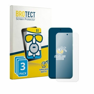 Parte frontal de un envase de producto con el logotipo de la marca BROTECT. Al lado se muestra el dispositivo Oppo F35 Pro con