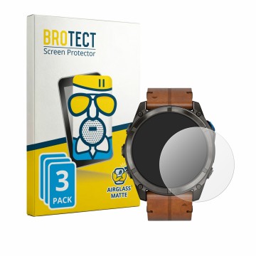 Parte frontal de un envase de producto con el logotipo de la marca BROTECT. Al lado se muestra el dispositivo Garmin D2 Mach 2