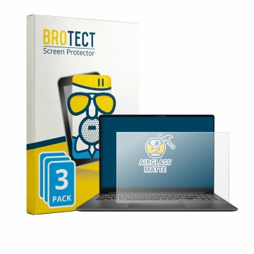 Parte frontale di una confezione del prodotto con il logo del marchio BROTECT. Accanto è raffigurato il dispositivo MSI Modern