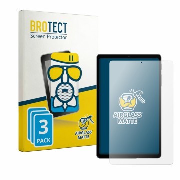 Parte frontal de un envase de producto con el logotipo de la marca BROTECT. Al lado se muestra el dispositivo Alldocube iPlay 
