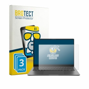 Vorderseite einer Produktverpackung mit dem Markenlogo BROTECT. Daneben ist das Gerät ASUS Vivobook S14 S5408 mit dem zugehöri