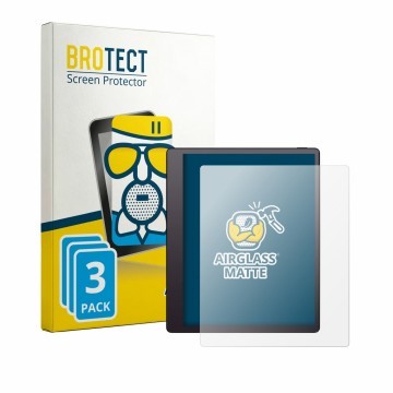 Parte frontal de un envase de producto con el logotipo de la marca BROTECT. Al lado se muestra el dispositivo Boox Note Mini C