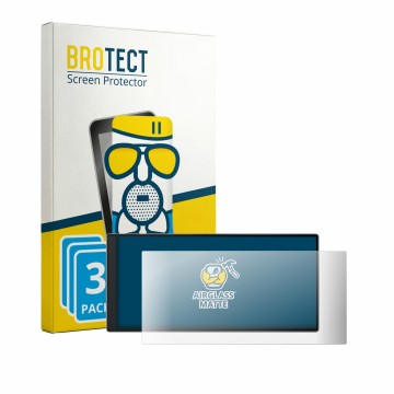 Face avant d’un emballage produit avec le logo de la marque BROTECT. À côté, l’appareil Garmin Drive 7.1