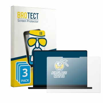 Front side of a product packaging with the brand logo BROTECT. Next to it is the device ASUS ProArt P14 shown with the corresp