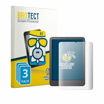 Parte frontal de un envase de producto con el logotipo de la marca BROTECT. Al lado se muestra el dispositivo Amazon Kindle Co