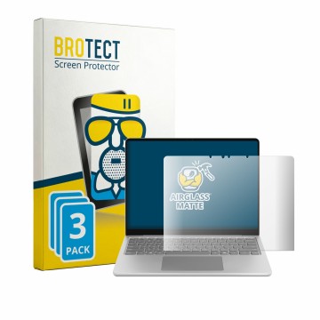 Front side of a product packaging with the brand logo BROTECT. Next to it is the device Microsoft Surface Laptop 13