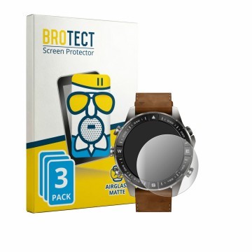 Parte frontal de un envase de producto con el logotipo de la marca BROTECT. Al lado se muestra el dispositivo Garmin Marq Adve