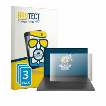 Front side of a product packaging with the brand logo BROTECT. Next to it is the device Dell XPS 16 Creator Edition shown with
