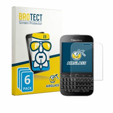 Parte frontale di una confezione del prodotto con il logo del marchio BROTECT. Accanto è raffigurato il dispositivo Blackberry