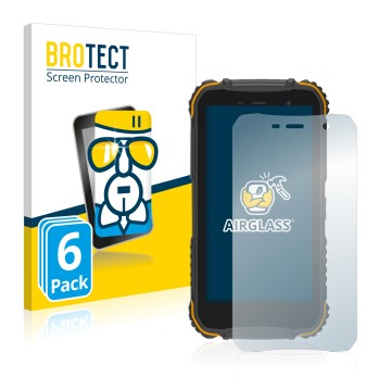 Parte frontale di una confezione del prodotto con il logo del marchio BROTECT. Accanto è raffigurato il dispositivo Doogee S35