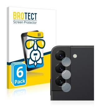 Vorderseite einer Produktverpackung mit dem Markenlogo BROTECT. Daneben ist das Gerät Samsung Galaxy S22 5G (NUR Kameraschutz)