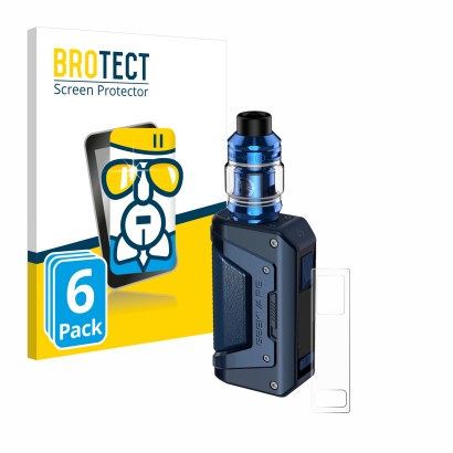 Vorderseite einer Produktverpackung mit dem Markenlogo BROTECT. Daneben ist das Gerät GeekVape Aegis Legend 2 L200 mit dem zug