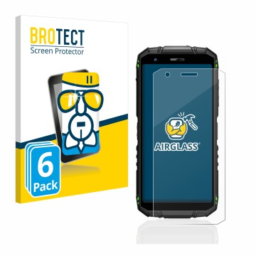 Vorderseite einer Produktverpackung mit dem Markenlogo BROTECT. Daneben ist das Gerät Doogee S41 Pro mit dem zugehörigen Displ