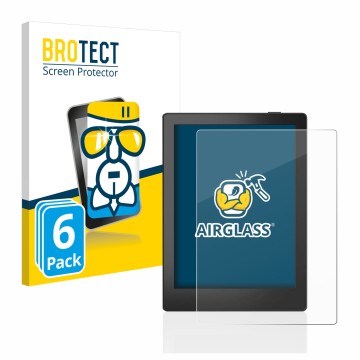 Vorderseite einer Produktverpackung mit dem Markenlogo BROTECT. Daneben ist das Gerät Boox Poke 5 mit dem zugehörigen Displays