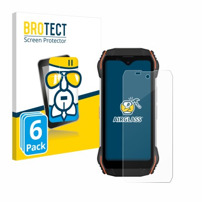 Front side of a product packaging with the brand logo BROTECT. Next to it is the device Blackview N6000 shown with the corresp