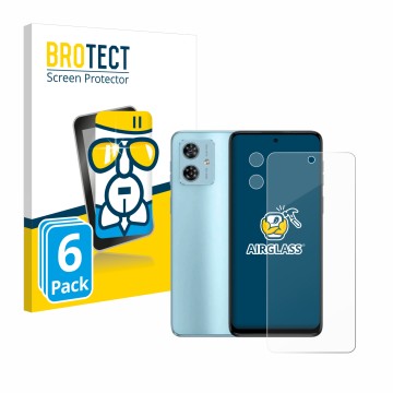 Vorderseite einer Produktverpackung mit dem Markenlogo BROTECT. Daneben ist das Gerät Motorola Moto G54 (Display+Kamera) mit d