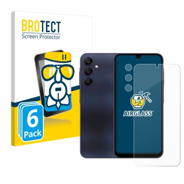 Vorderseite einer Produktverpackung mit dem Markenlogo BROTECT. Daneben ist das Gerät Samsung Galaxy A25 5G (Display+Kamera) m