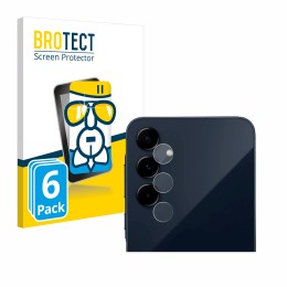 Parte frontal de un envase de producto con el logotipo de la marca BROTECT. Al lado se muestra el dispositivo Samsung Galaxy A