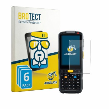 Parte frontale di una confezione del prodotto con il logo del marchio BROTECT. Accanto è raffigurato il dispositivo Newland PT