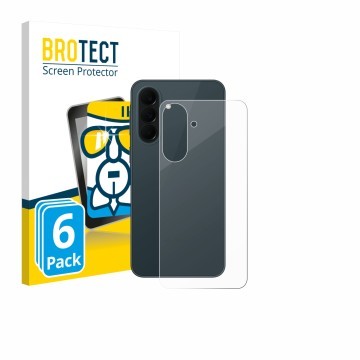 Vorderseite einer Produktverpackung mit dem Markenlogo BROTECT. Daneben ist das Gerät Samsung Galaxy A37 5G (Rückseite) mit de