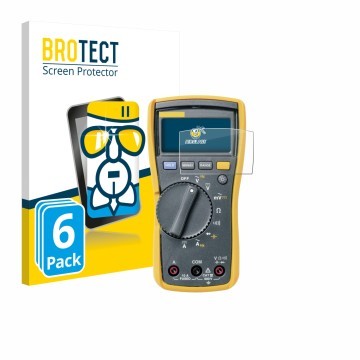 Face avant d’un emballage produit avec le logo de la marque BROTECT. À côté, l’appareil Fluke MultiMeter 113 est représenté av