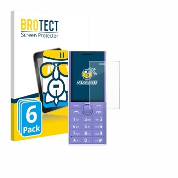 Parte frontale di una confezione del prodotto con il logo del marchio BROTECT. Accanto è raffigurato il dispositivo Nokia 150 