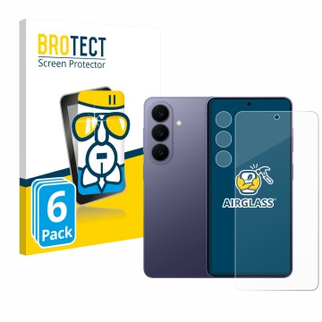 Vorderseite einer Produktverpackung mit dem Markenlogo BROTECT. Daneben ist das Gerät Samsung Galaxy S26 (Display+Kamera) mit 