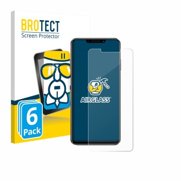 Front side of a product packaging with the brand logo BROTECT. Next to it is the device Huawei Enjoy 60X shown with the corres