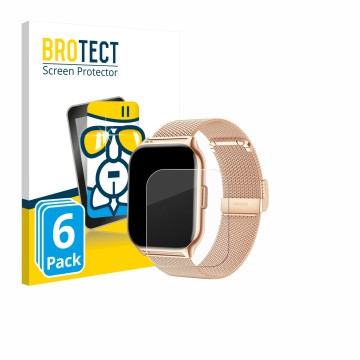 Face avant d’un emballage produit avec le logo de la marque BROTECT. À côté, l’appareil APAUK Smartwatch 2.01