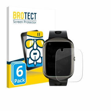 Front side of a product packaging with the brand logo BROTECT. Next to it is the device ABUBU ‎SmartWatch PBL2 shown with the 