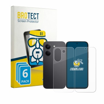 Parte frontal de un envase de producto con el logotipo de la marca BROTECT. Al lado se muestra el dispositivo Xiaomi Poco X8 P