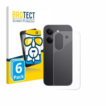 Front side of a product packaging with the brand logo BROTECT. Next to it is the device Xiaomi Poco X8 Pro (Back) shown with t