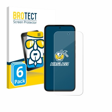 Vorderseite einer Produktverpackung mit dem Markenlogo BROTECT. Daneben ist das Gerät Tecno Spark 50 5G mit dem zugehörigen Di