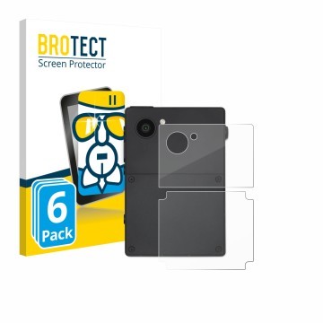 Vorderseite einer Produktverpackung mit dem Markenlogo BROTECT. Daneben ist das Gerät Light Phone 3 (Rückseite) mit dem zugehö