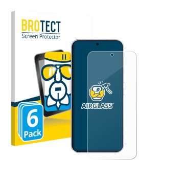 Parte frontal de un envase de producto con el logotipo de la marca BROTECT. Al lado se muestra el dispositivo Vivo V70 FE con 