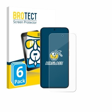 Parte frontal de un envase de producto con el logotipo de la marca BROTECT. Al lado se muestra el dispositivo Vivo X300 FE con