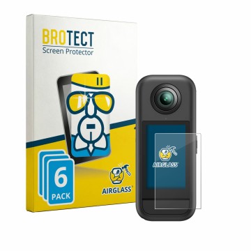 Vorderseite einer Produktverpackung mit dem Markenlogo BROTECT. Daneben ist das Gerät Akaso 360 mit dem zugehörigen Displaysch