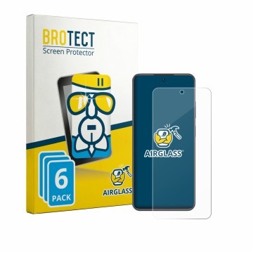 Parte frontal de un envase de producto con el logotipo de la marca BROTECT. Al lado se muestra el dispositivo Realme C73 con s
