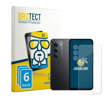 Front side of a product packaging with the brand logo BROTECT. Next to it is the device Xiaomi Poco M8s (Front+Camera) shown w